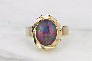 VINTAGE ESTATE c1960-70 OPAL DOUBLET ON 9ct YELLOW GOLD