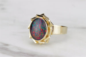 VINTAGE ESTATE c1960-70 OPAL DOUBLET ON 9ct YELLOW GOLD