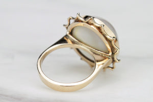 VINTAGE MID CENTURY c1960 MABE PEARL RING ON 14ct YELLOW GOLD