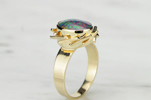 VINTAGE ESTATE c1960-70 OPAL DOUBLET ON 9ct YELLOW GOLD