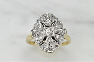 ORIGINAL ART DECO c1930’s DIAMOND RING ON 18ct YELLOW GOLD & PALLADIUM