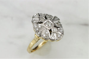 ORIGINAL ART DECO c1930’s DIAMOND RING ON 18ct YELLOW GOLD & PALLADIUM