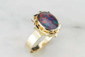 VINTAGE ESTATE c1960-70 OPAL DOUBLET ON 9ct YELLOW GOLD