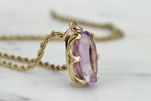 RETRO ESTATE 9.5ct AMETHYST PENDANT ON 9ct YELLOW GOLD