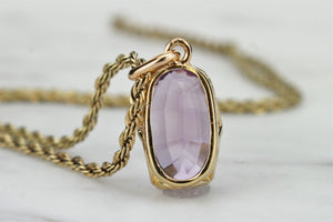 RETRO ESTATE 9.5ct AMETHYST PENDANT ON 9ct YELLOW GOLD