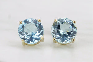 RETRO ESTATE TOPAZ STUD EARRINGS ON 9ct ITALIAN YELLOW GOLD