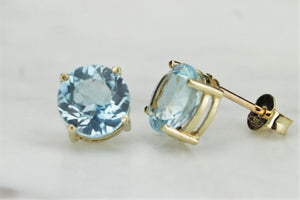 RETRO ESTATE TOPAZ STUD EARRINGS ON 9ct ITALIAN YELLOW GOLD