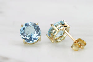 RETRO ESTATE TOPAZ STUD EARRINGS ON 9ct ITALIAN YELLOW GOLD