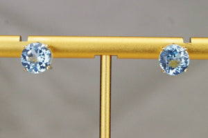 RETRO ESTATE TOPAZ STUD EARRINGS ON 9ct ITALIAN YELLOW GOLD