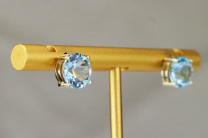 RETRO ESTATE TOPAZ STUD EARRINGS ON 9ct ITALIAN YELLOW GOLD