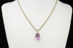 RETRO ESTATE 9.5ct AMETHYST PENDANT ON 9ct YELLOW GOLD