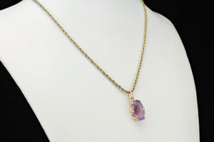 RETRO ESTATE 9.5ct AMETHYST PENDANT ON 9ct YELLOW GOLD