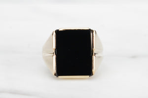 ANTIQUE EDWARDIAN c1910 ONYX SIGNET RING ON 9ct YELLOW GOLD