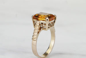 VINTAGE MID CENTURY c1960 3.25ct CITRINE ON 9ct YELLOW GOLD