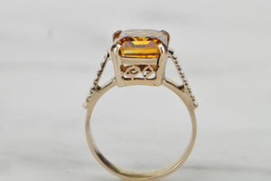 VINTAGE MID CENTURY c1960 3.25ct CITRINE ON 9ct YELLOW GOLD