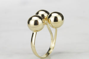 VINTAGE MID CENTURY c1960-70 TRIPLE BOULLE RING ON 14ct YELLOW GOLD