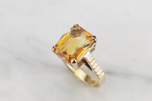 VINTAGE MID CENTURY c1960 3.25ct CITRINE ON 9ct YELLOW GOLD