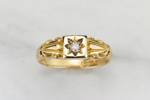 ANTIQUE VICTORIAN c1880 DIAMOND RING ON 18ct YELLOW GOLD