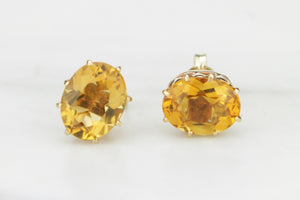 VINTAGE c1960 CITRINE EARRINGS ON 9ct YELLOW GOLD