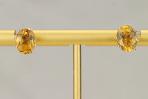 VINTAGE c1960 CITRINE EARRINGS ON 9ct YELLOW GOLD