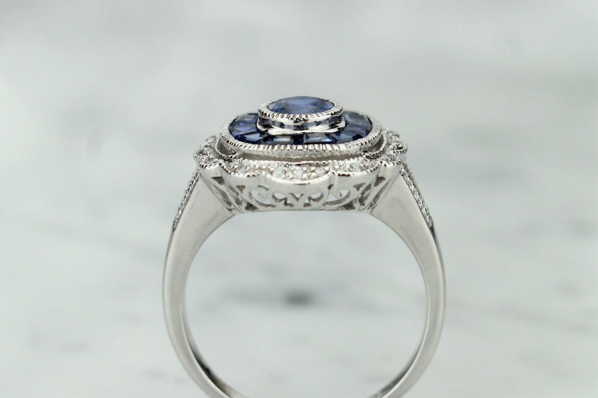 Diamond and sapphire hot sale art deco ring