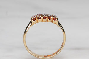 ANTIQUE VICTORIAN C1884 FIVE STONE DIAMOND RING ON 18ct YELLOW GOLD