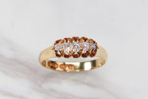 ANTIQUE VICTORIAN C1884 FIVE STONE DIAMOND RING ON 18ct YELLOW GOLD