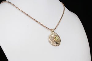 MID CENTURY c1960 YELLOW/GREEN SAPPHIRE PENDANT ON 18ct YELLOW GOLD