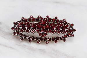 ANTIQUE EARLY 20th CENTURY c1920 BOHEMIAN GARNET BROOCH ON SILVER