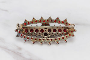 ANTIQUE EARLY 20th CENTURY c1920 BOHEMIAN GARNET BROOCH ON SILVER