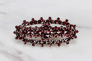 ANTIQUE EARLY 20th CENTURY c1920 BOHEMIAN GARNET BROOCH ON SILVER