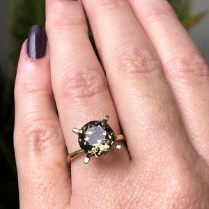 VINTAGE MID CENTURY c1950’s 3.25ct SMOKY QUARTZ RING ON 9ct YELLOW GOLD