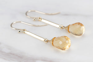 MODERN CITRINE EARRINGS ON 18ct YELLOW GOLD