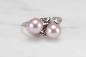 VINTAGE ARTS & CRAFTS c1920’s PEARL TOI ET MOI ON 9ct WHITE GOLD