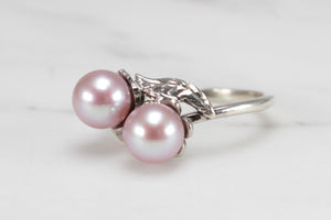 VINTAGE ARTS & CRAFTS c1920’s PEARL TOI ET MOI ON 9ct WHITE GOLD