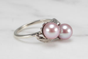 VINTAGE ARTS & CRAFTS c1920’s PEARL TOI ET MOI ON 9ct WHITE GOLD