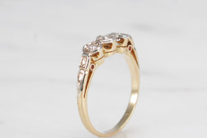 ART DECO c1930 DIAMOND TRILOGY RING ON 18ct YELLOW GOLD
