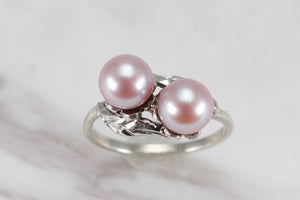 VINTAGE ARTS & CRAFTS c1920’s PEARL TOI ET MOI ON 9ct WHITE GOLD