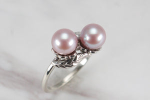 VINTAGE ARTS & CRAFTS c1920’s PEARL TOI ET MOI ON 9ct WHITE GOLD