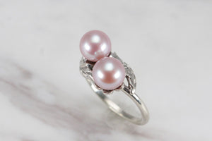 VINTAGE ARTS & CRAFTS c1920’s PEARL TOI ET MOI ON 9ct WHITE GOLD