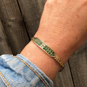 MODERN ESTATE EMERALD & DIAMOND BRACELET ON 14ct YELLOW GOLD