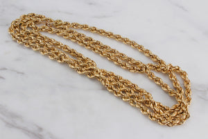 VINTAGE ESTATE LONG ROPE TWIST CHAIN ON 9ct YELLOW GOLD