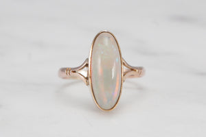 ANTIQUE EDWARDIAN c1910 SOLID OPAL RING ON 9ct YELLOW GOLD