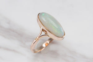 ANTIQUE EDWARDIAN c1910 SOLID OPAL RING ON 9ct YELLOW GOLD