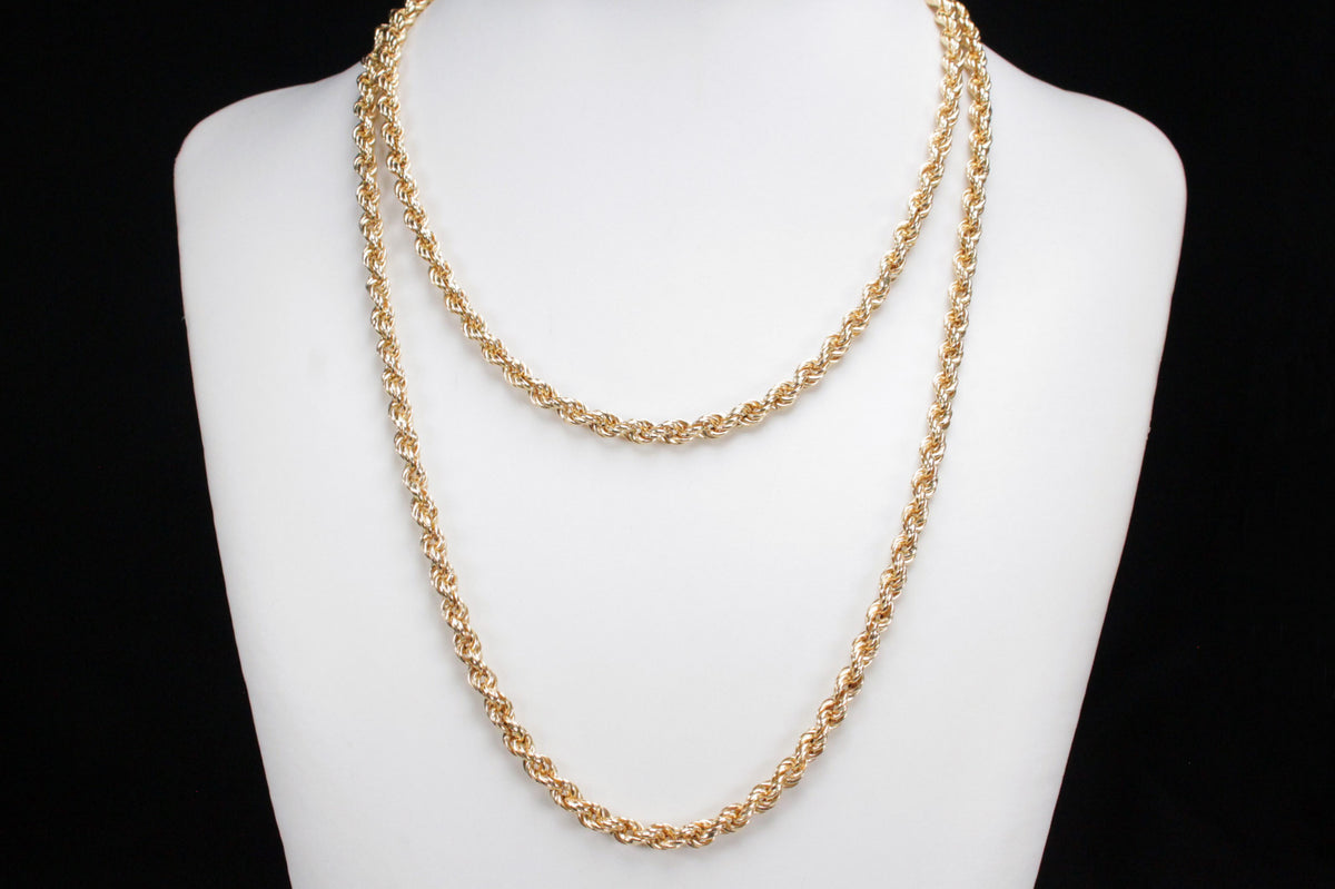 VINTAGE ESTATE LONG ROPE TWIST CHAIN ON 9ct YELLOW GOLD - Rock & Vestige