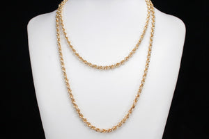 VINTAGE ESTATE LONG ROPE TWIST CHAIN ON 9ct YELLOW GOLD