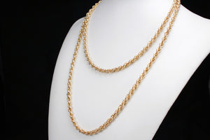 VINTAGE ESTATE LONG ROPE TWIST CHAIN ON 9ct YELLOW GOLD