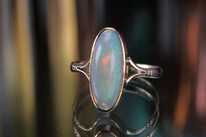 ANTIQUE EDWARDIAN c1910 SOLID OPAL RING ON 9ct YELLOW GOLD