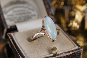 ANTIQUE EDWARDIAN c1910 SOLID OPAL RING ON 9ct YELLOW GOLD