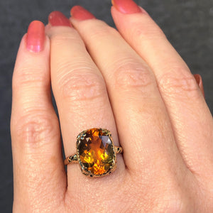 MODERN ANTIQUE STYLE 4.5ct MADEIRA CITRINE DRESS RING ON 9ct YELLOW GOLD